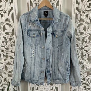 Art Class Girls Jean Jacket XL 14/16 Denim Shirt Acid Washed Textured
